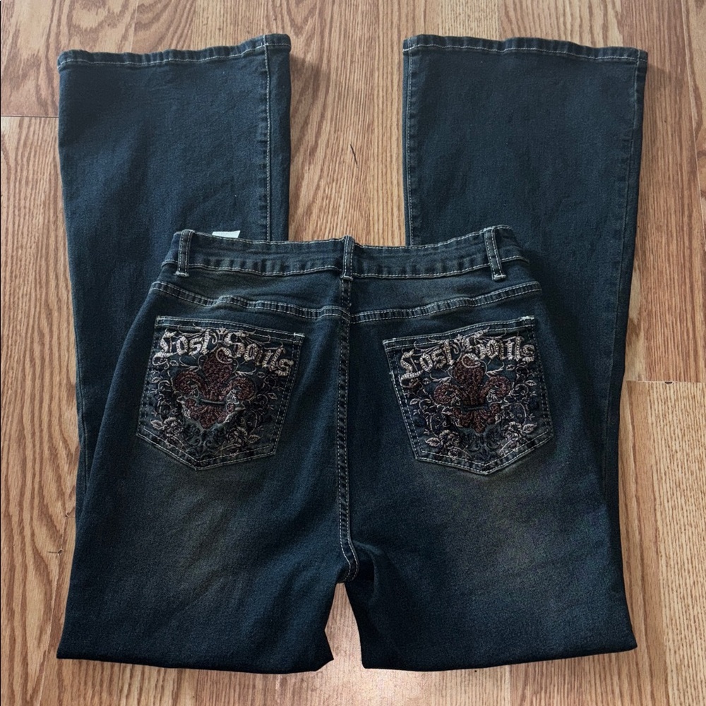 ROMWE Women's Flare & Wide Leg Jeans - Dark Blue